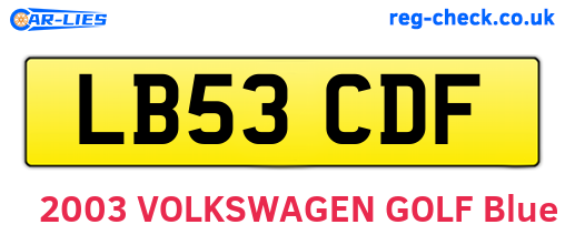 LB53CDF are the vehicle registration plates.