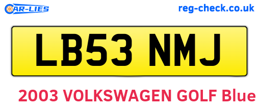 LB53NMJ are the vehicle registration plates.