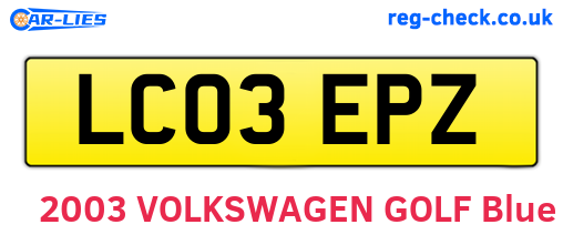 LC03EPZ are the vehicle registration plates.