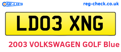 LD03XNG are the vehicle registration plates.