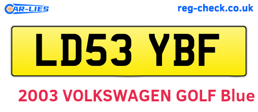 LD53YBF are the vehicle registration plates.