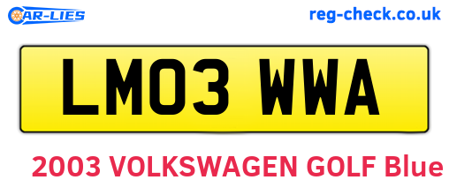 LM03WWA are the vehicle registration plates.