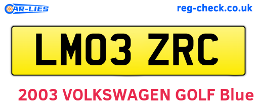 LM03ZRC are the vehicle registration plates.