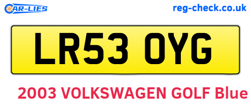 LR53OYG are the vehicle registration plates.