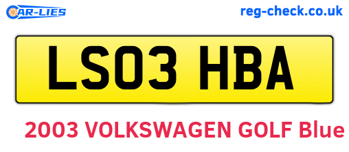 LS03HBA are the vehicle registration plates.