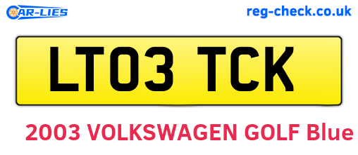 LT03TCK are the vehicle registration plates.