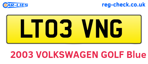 LT03VNG are the vehicle registration plates.