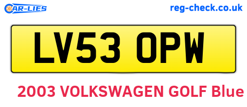 LV53OPW are the vehicle registration plates.