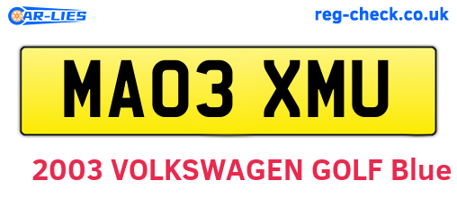 MA03XMU are the vehicle registration plates.