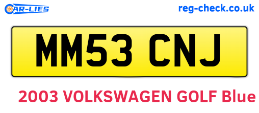 MM53CNJ are the vehicle registration plates.