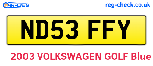 ND53FFY are the vehicle registration plates.