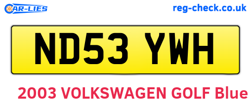 ND53YWH are the vehicle registration plates.