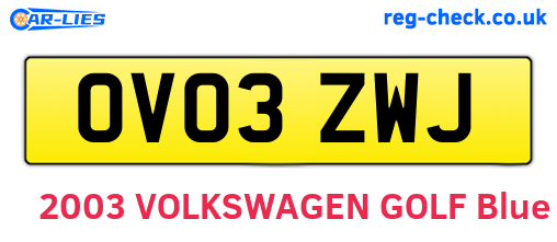 OV03ZWJ are the vehicle registration plates.