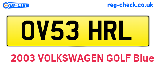 OV53HRL are the vehicle registration plates.