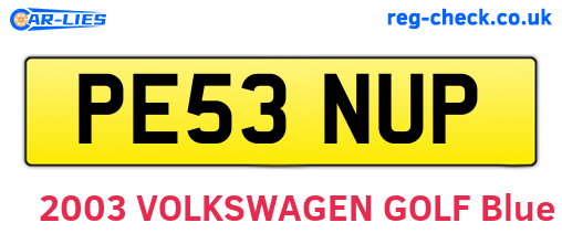 PE53NUP are the vehicle registration plates.