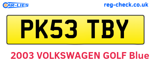 PK53TBY are the vehicle registration plates.