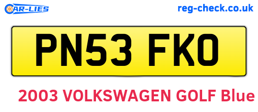 PN53FKO are the vehicle registration plates.