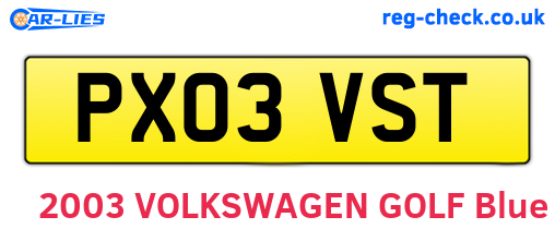 PX03VST are the vehicle registration plates.