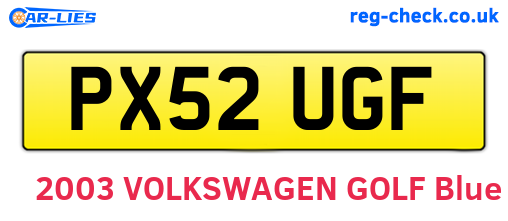 PX52UGF are the vehicle registration plates.