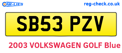 SB53PZV are the vehicle registration plates.
