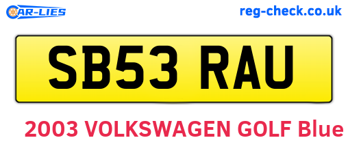 SB53RAU are the vehicle registration plates.