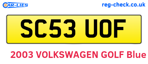 SC53UOF are the vehicle registration plates.