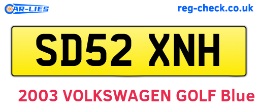 SD52XNH are the vehicle registration plates.