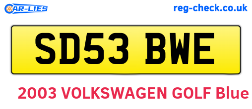 SD53BWE are the vehicle registration plates.