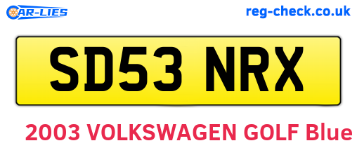 SD53NRX are the vehicle registration plates.