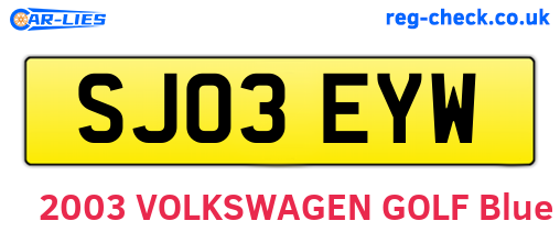 SJ03EYW are the vehicle registration plates.