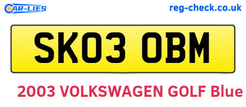 SK03OBM are the vehicle registration plates.