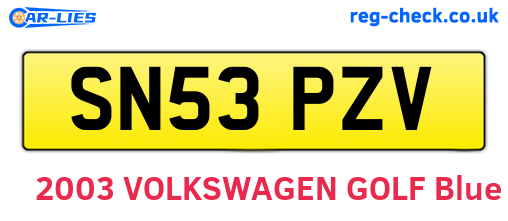 SN53PZV are the vehicle registration plates.