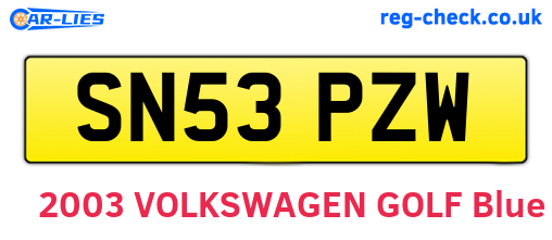 SN53PZW are the vehicle registration plates.