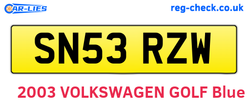 SN53RZW are the vehicle registration plates.