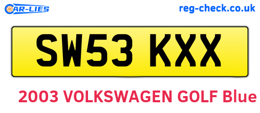 SW53KXX are the vehicle registration plates.