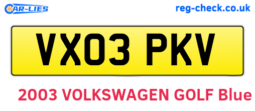 VX03PKV are the vehicle registration plates.
