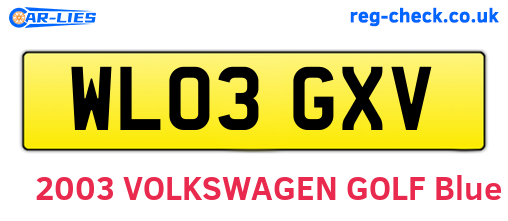 WL03GXV are the vehicle registration plates.