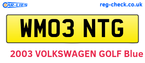 WM03NTG are the vehicle registration plates.