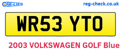WR53YTO are the vehicle registration plates.