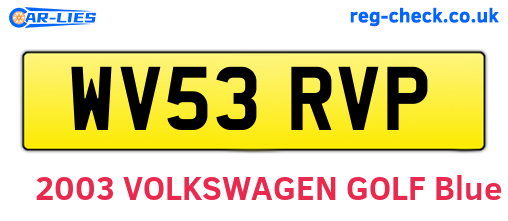 WV53RVP are the vehicle registration plates.