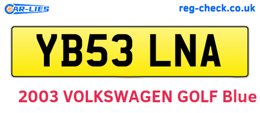 YB53LNA are the vehicle registration plates.