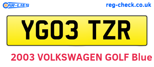 YG03TZR are the vehicle registration plates.