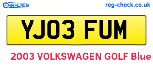 YJ03FUM are the vehicle registration plates.