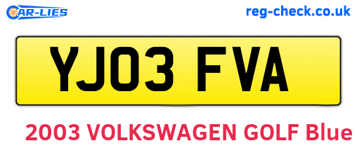 YJ03FVA are the vehicle registration plates.