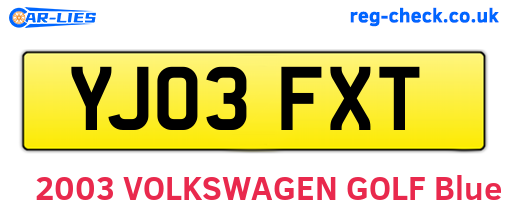 YJ03FXT are the vehicle registration plates.