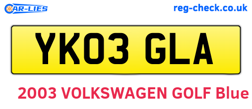 YK03GLA are the vehicle registration plates.
