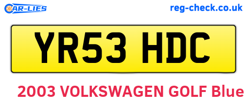 YR53HDC are the vehicle registration plates.