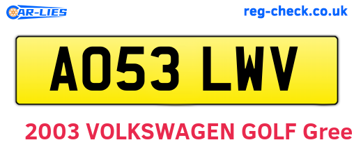 AO53LWV are the vehicle registration plates.