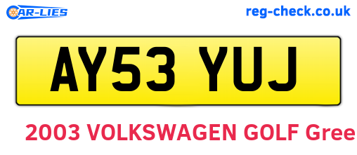 AY53YUJ are the vehicle registration plates.