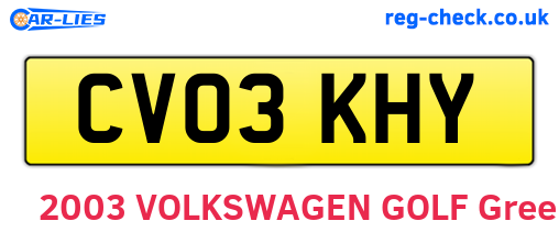 CV03KHY are the vehicle registration plates.